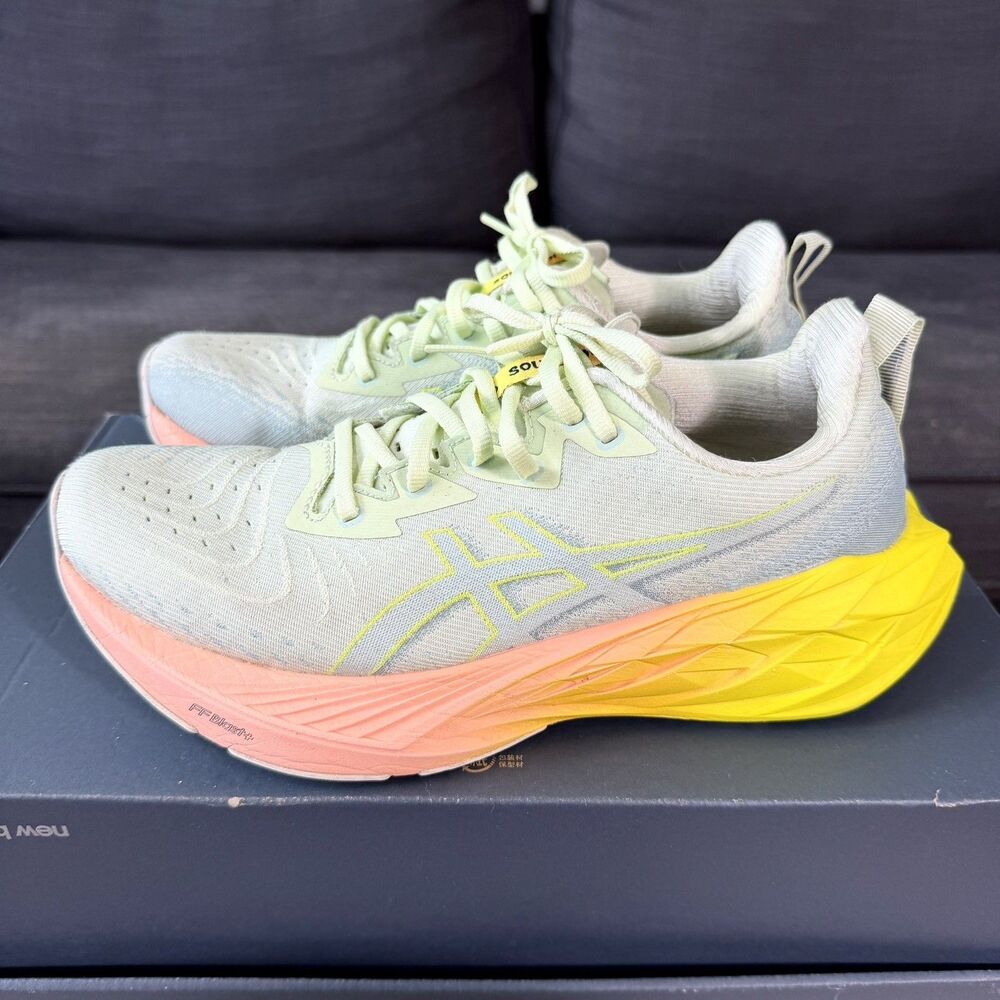 Asics Novablast 4 Paris Cool Matcha Green Yellow Running Shoes Men's Size 7.5